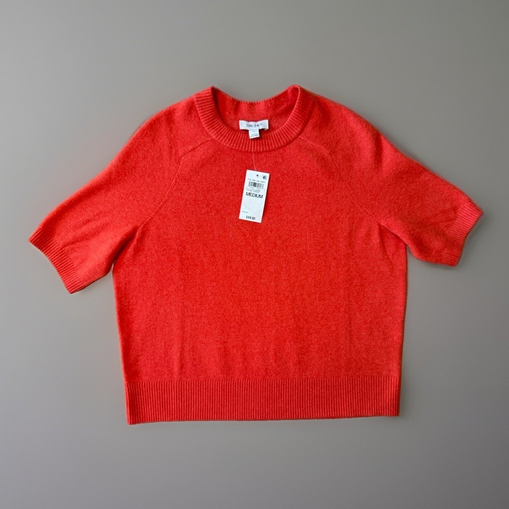 NWT ON-34th Short Sleeve Sweater Top Orange Womens Medium